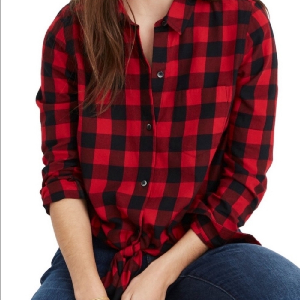 Madewell flannel tie-front shirt
